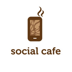 Illustration concept of smartphone with coffee bean. Vector