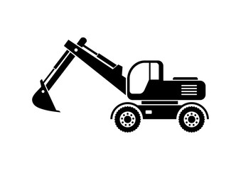 Fototapeta na wymiar Excavator vector icon on white background