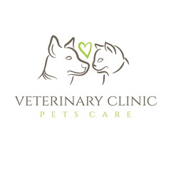 Illustration icon veterinary clinic with cat and dog