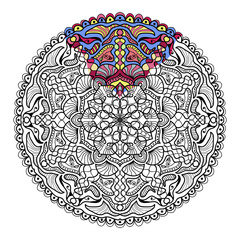 Vector zendala for coloring. Coloring book for adults