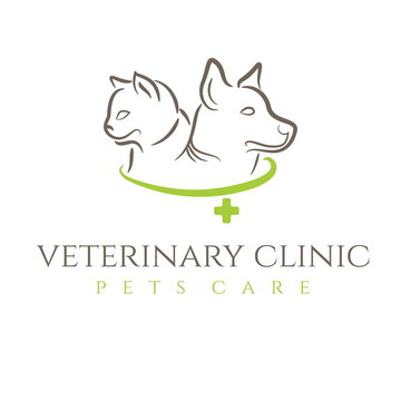 Illustration icon veterinary clinic with cat and dog