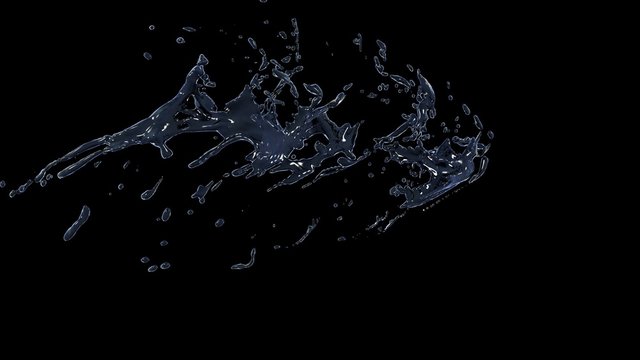 Water splash from left side of screen in Slow motion. Alpha channel mask included. 4K