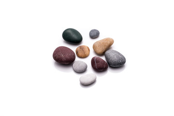 Fototapeta premium Reflected stones. Stones isolated on white background. 