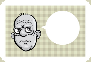 Greeting card with worried man face - place your custom text