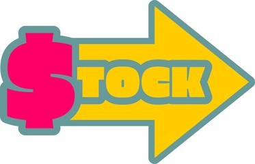 Stock outline yellow sticker. Letter S looking like dollar sign