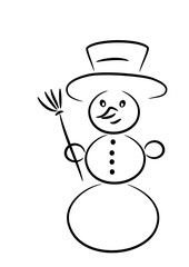 Schneemann mit Besen