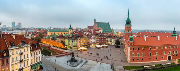 Obraz premium Panoramiczny widok na Warszawę