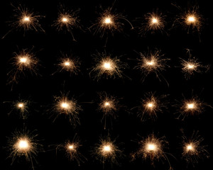 collection various sparklers isolated black background. celebration, Christmas, party