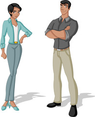 Beautiful young couple. Cartoon black people.