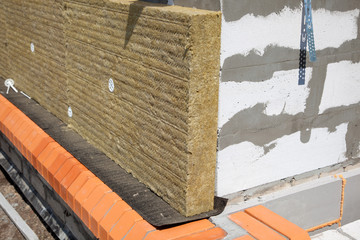 Wall of Bricks and Insulation Wool