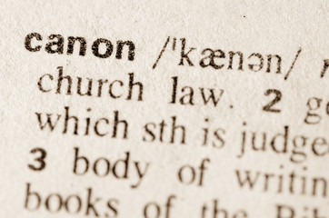Dictionary definition of word canon