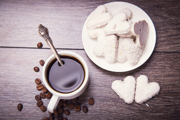 coffee with white cookies