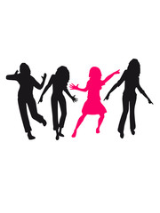 celebrate dancing crowd party people women men fun silhouette