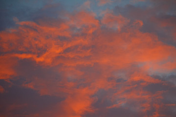 Red cirrus clouds at sunrise. Nature