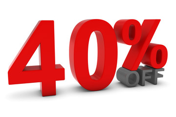 40% OFF - Forty Percent Off 3D Text in Red and Grey