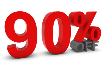 90% OFF - Ninety Percent Off 3D Text in Red and Grey