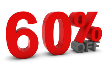 60% OFF - Sixty Percent Off 3D Text in Red and Grey