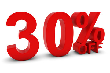 30% OFF - Thirty Percent Off 3D Text in Red
