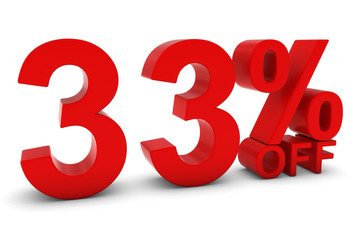 33% OFF - Thirty Three Percent Off 3D Text in Red