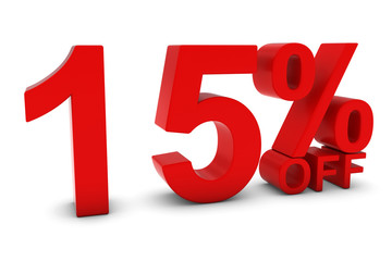 15% OFF - Fifteen Percent Off 3D Text in Red