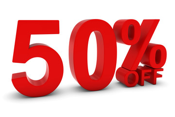 50% OFF - Fifty Percent Off 3D Text in Red