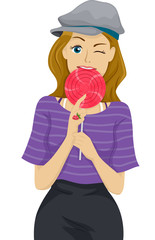 Teen Girl Lollipop Bite