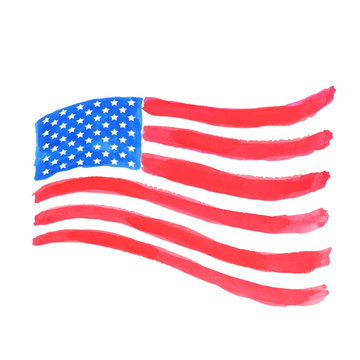 Watercolor american flag. Vector