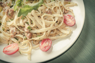 Fettuccine Alfredo with Ground Sausage