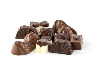 chocolate candies isolated on white background