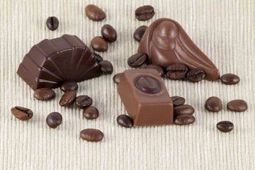 chocolate sweets with coffee beans