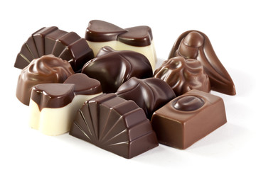 chocolate candies isolated on white background