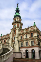 Town Hall in Great Market Square in Zamosc, Poland.