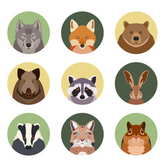 Set of flat animal icons