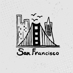 Skyline of San Francisco in watercolor. Vector
