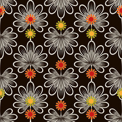 Fototapeta na wymiar Seamless pattern graphic ornament. Floral stylish background wit