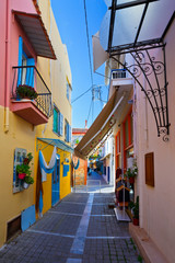 Fototapeta na wymiar Streets in the centre of Aegina town on Aegina island, Greece