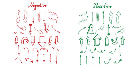 Set doodle arrows with positive and negative dynamic