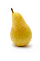 fresh pears are yellow on a white background