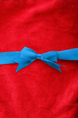 Blue ribbon over red