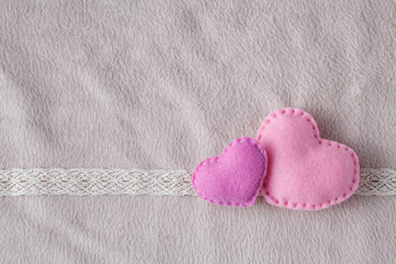 Wedding card decorationwith with couple heart. Soft cozy backgro