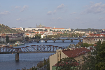 Fototapeta na wymiar ..panorama, Prague, the Vltava river, bridges