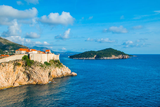 City of Dubrovnik, UNESCO site, old defense walls and island lokrum
