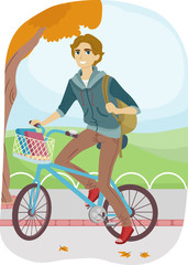 Teen Guy College Bike Commute