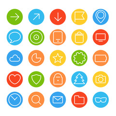 Modern thin color web icons collection isolated on white