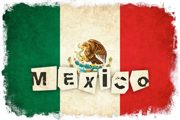 Mexico grunge flag illustration of country with text