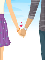 Lovey Dovey Teen Couple Holding Hands