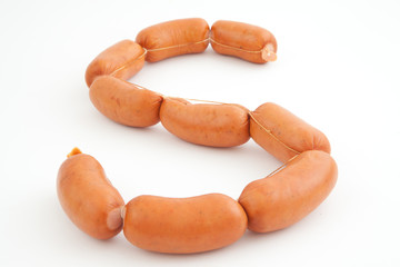 Fresh pork sausage on a white background