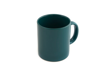 empty green mug on a white background