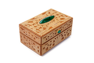 Casket from birch bark on a white background
