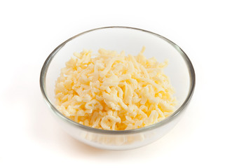 grated cheese in a glass bowl